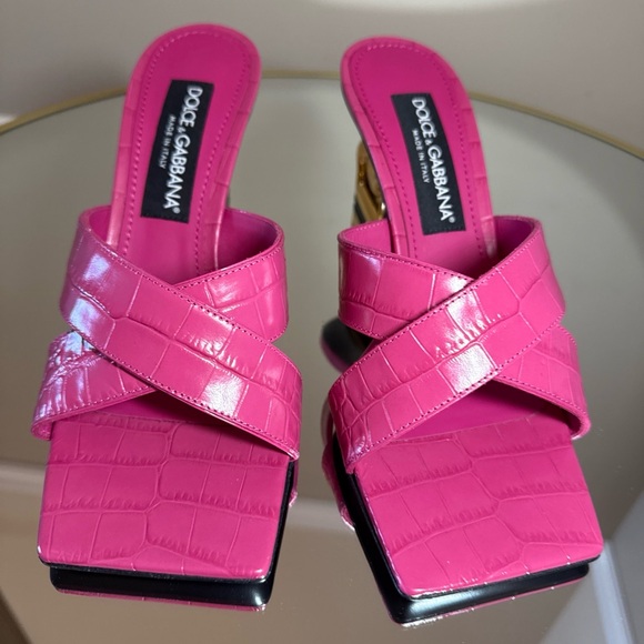 Dolce Gabbana DG logo sculped heel sandals mules size 39 - Picture 13 of 16